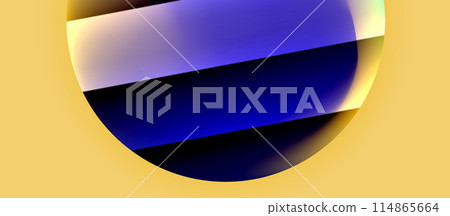 Glossy metal glowing circles geometric background. Minimal abstract composition. Vector illustration For Wallpaper, Banner, Background, Card, Book Illustration, landing page 114865664