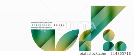 Vector background. Minimalist geometric backdrop adorned with circles and shapes. Abstract art inviting creativity for digital designs, presentations, website banners, social media posts 114865718