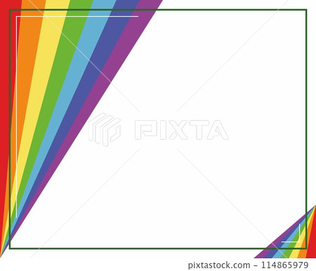 Rainbow and white background color with stripe line shape. Suitable for social media post and web internet ads. Template layout. Frame, boarder for text, picture, advertisement. Empty space. 114865979