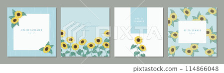 向日葵向日葵夏季向日葵素材集框架背景向量圖簡單 114866048