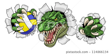 Alligator Crocodile Dinosaur Volleyball Mascot 114866134