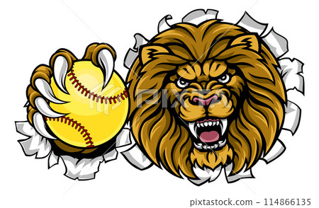 Lion Softball Animal Sports Team Mascot 114866135