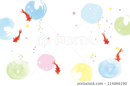 Refreshing watercolor-style goldfish summer water 114866190