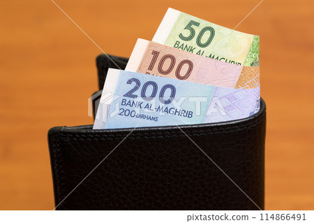 Moroccan dirham in the black wallet Moroccan dirham in the black wallet 114866491