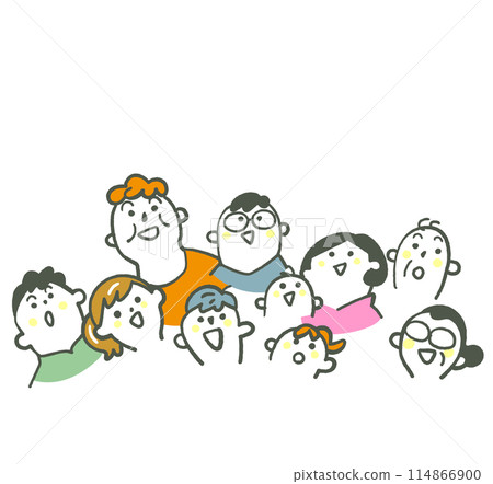 人們仰望天空，實現完美插畫素材 114866900