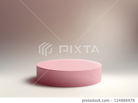 3D realistic soft pink podium with a beige background, Product display, Mockup 3D realistic soft pink podium with a beige background, Product display, Mockup 114866978