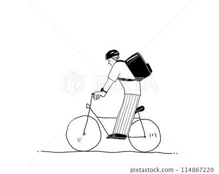 騎腳踏車的男送餐員,畫線 騎腳踏車的男送餐員,畫線 114867220