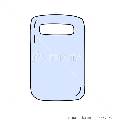 Blue plastic chopping board, cooking or baking kitchen utensil design element, vector 114867460
