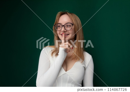 Woman With Glasses Posing for Picture 114867726