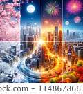 城市的四個季節的景色 114867866