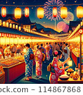 夏日節日之夜，燈籠閃爍 114867868