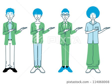 各種髮型和衣服的男人插畫 114868008