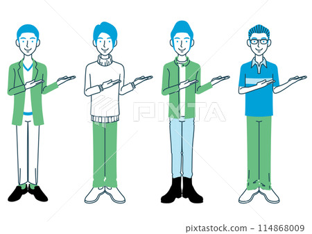 各種髮型和衣服的男人插畫 114868009