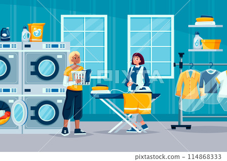 Laundry service illustration in flat design 114868333