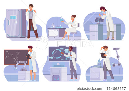 Science lab compositions in flat design 114868357