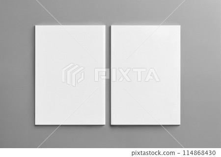 Blank books, documents, magazines mockup on gray background 114868430