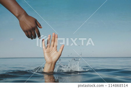 saves a drowning man concept stop racism 114868514