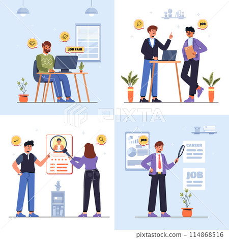 Job fair hand drawn flat composition set 114868516