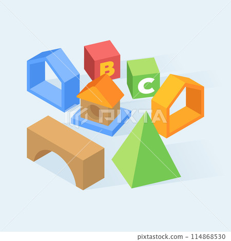 Isometric cartoon cute toys composition 114868530