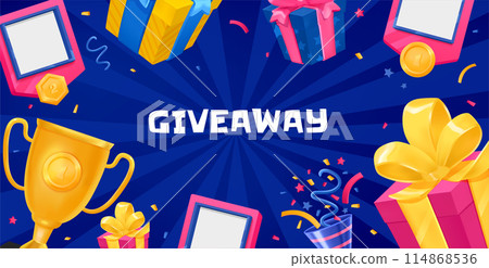 Realistic cartoon giveaway winners background 114868536