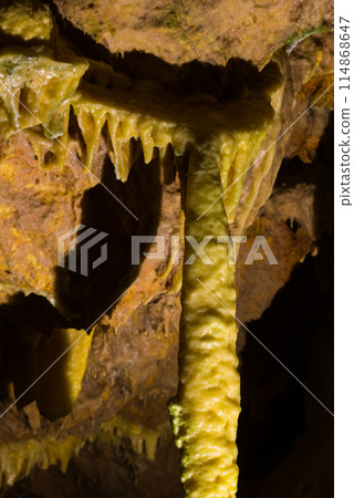 stalactites and stalagmites in Dirou Cave, Greece stalactites and stalagmites in Dirou Cave, Greece 114868647