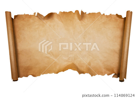 empty  scroll of parchment, transparent background 114869124