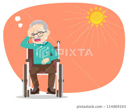 elderly thirsty from heat of the summer sun 114869163