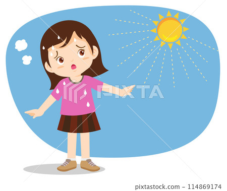 girl thirsty from heat of the summer sun girl thirsty from heat of the summer sun 114869174