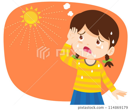 girl thirsty from heat of the summer sun 114869179