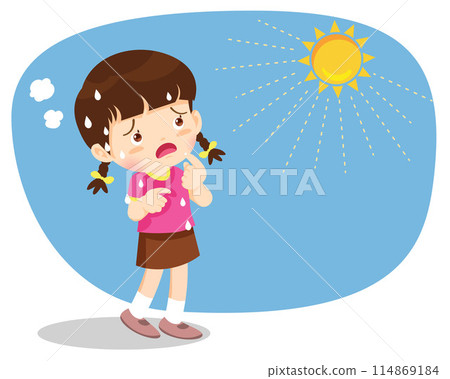 girl thirsty from heat of the summer sun girl thirsty from heat of the summer sun 114869184