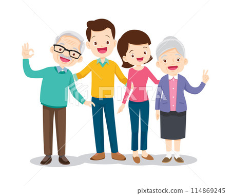 Big happy multi-generational family siblings relatives portrait 114869245