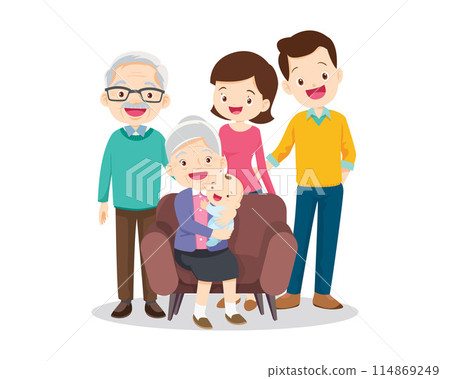 Big happy multi-generational family siblings relatives portrait Big happy multi-generational family siblings relatives portrait 114869249