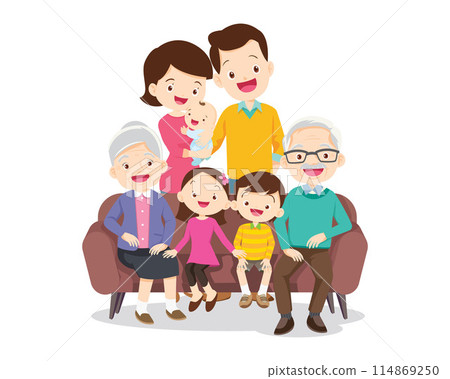 Big happy multi-generational family siblings relatives portrait Big happy multi-generational family siblings relatives portrait 114869250