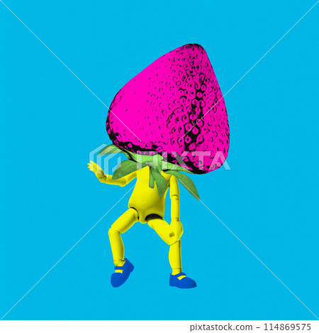 Contemporary art collage. Surreal artwork in vibrant trendy colors. 114869575