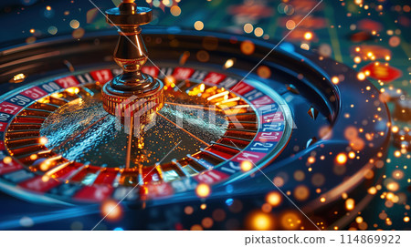 Close Up of a Casino Wheel on Blurry Background Close Up of a Casino Wheel on Blurry Background 114869922