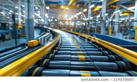 Conveyor Belt Inside of a Factory 114870005