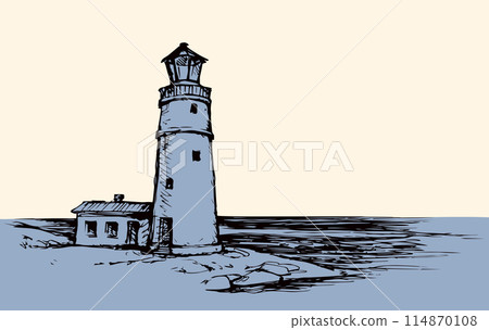 Lighthouse. Vector drawing sea scene Lighthouse. Vector drawing sea scene 114870108