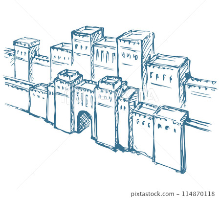 Babylonian Gate. Vector drawing scene 114870118