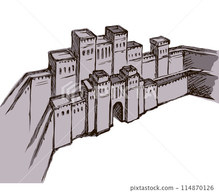 Babylonian Gate. Vector drawing scene Babylonian Gate. Vector drawing scene 114870126