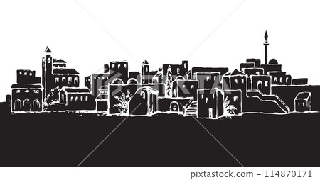 City in a desert. Vector drawing City in a desert. Vector drawing 114870171