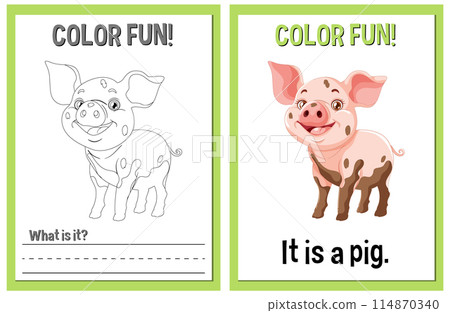 Color Fun: Educational Pig Illustration 114870340