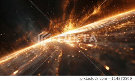 Wallpaper concept of sparks flying at high speed from the center to the edges. Generative AI 114870509