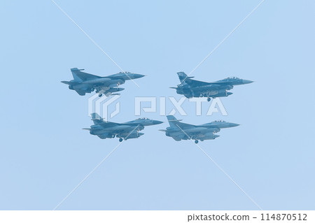 Belgian Air Force F-16AM fighter jets in diamond formation Belgian Air Force F-16AM fighter jets in diamond formation 114870512