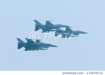 Belgian Air Force F-16AM fighter jets in diamond formation Belgian Air Force F-16AM fighter jets in diamond formation 114870518