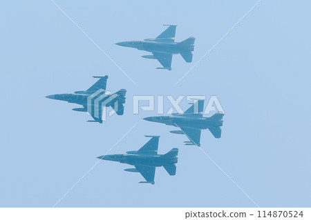 Belgian Air Force F-16AM fighter jets in diamond formation Belgian Air Force F-16AM fighter jets in diamond formation 114870524