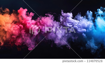 wispy pastel smoke on a black background isolated 114870528