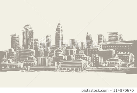 Embankment of the modern city. Vector drawing 114870670