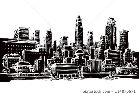 Embankment of the modern city. Vector drawing 114870671