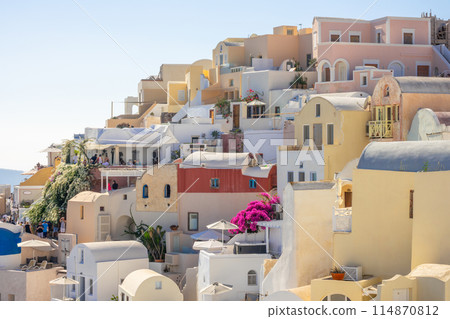 Terraced Hotels on the Santorini Caldera 114870812