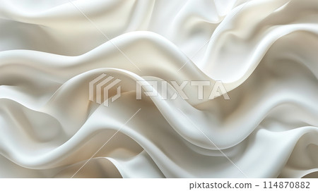 Close Up of White Fabric With Wavy Lines 114870882